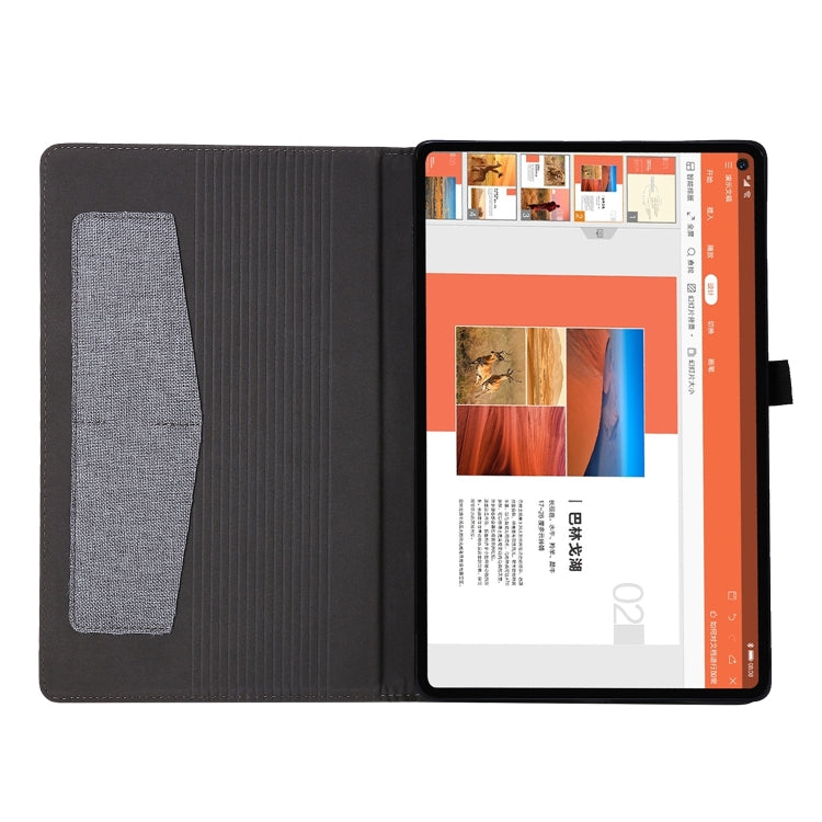 For Lenovo M10 Plus Horizontal Flip TPU + Fabric PU Leather Protective Case with Name Card Clip