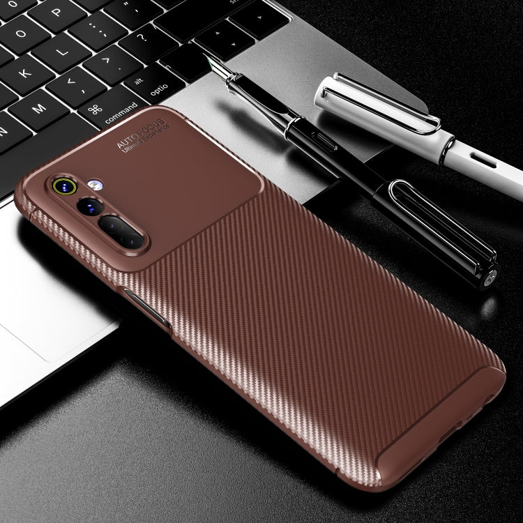For OPPO Realme 6  Carbon Fiber Texture Shockproof TPU Case