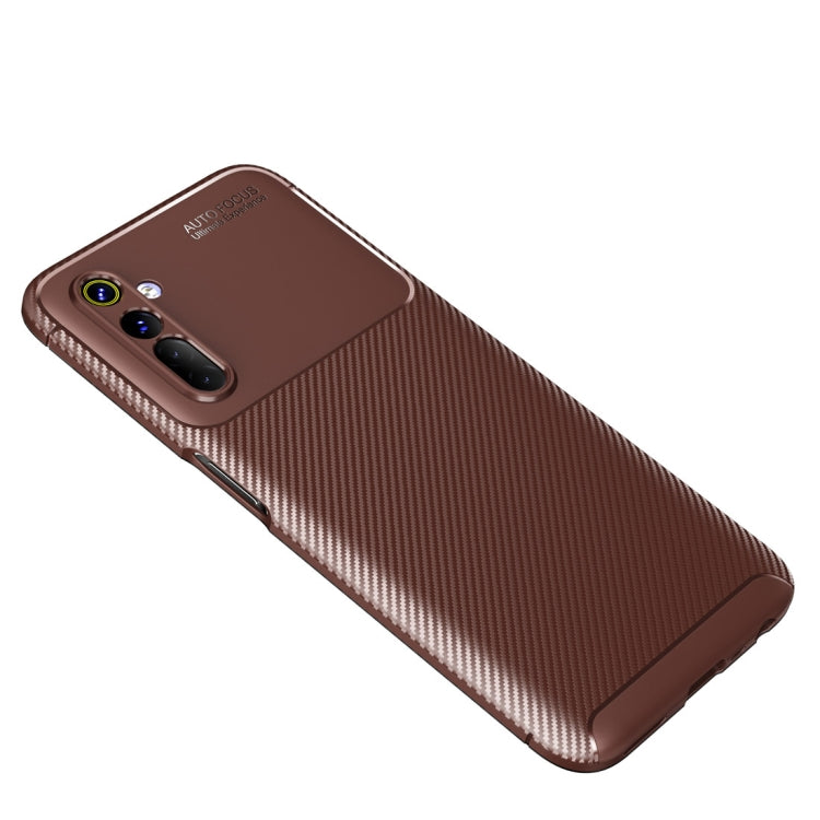 For OPPO Realme 6 Carbon Fiber Texture Shockproof TPU Case(Brown)