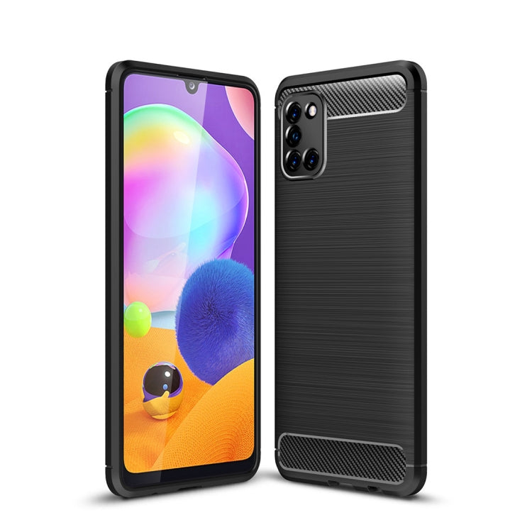 For Galaxy A31 Brushed Texture Carbon Fiber TPU Case