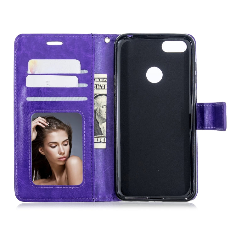 For Moto E6 Play Crazy Horse Texture Horizontal Flip Leather Case with Holder & Card Slots & Wallet & Photo Frame