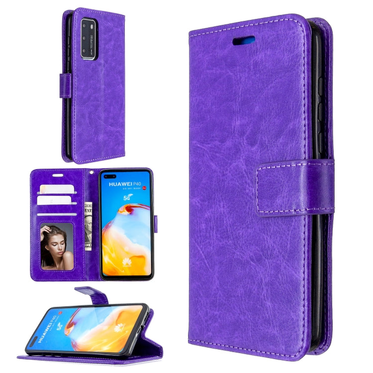 For Huawei P40 Crazy Horse Texture Horizontal Flip Leather Case with Holder & Card Slots & Wallet & Photo Frame