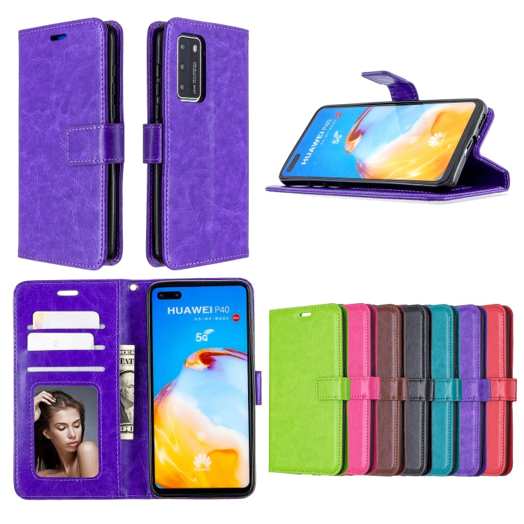 For Huawei P40 Crazy Horse Texture Horizontal Flip Leather Case with Holder & Card Slots & Wallet & Photo Frame