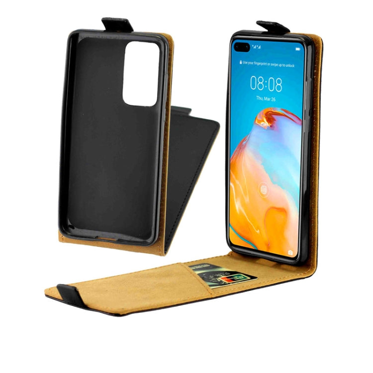 For Huawei P40 Business Style Vertical Flip TPU Leather Case  with Card Slot(Black)