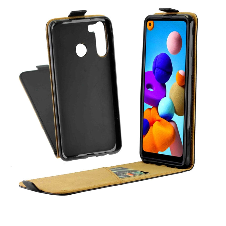For Galaxy A21 Business Style Vertical Flip TPU Leather Case  with Card Slot(Black)