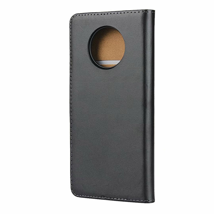 For OnePlus 7T Leather Horizontal Flip Holster With Magnetic Clasp and Bracket and Card Slot and Wallet(Black)