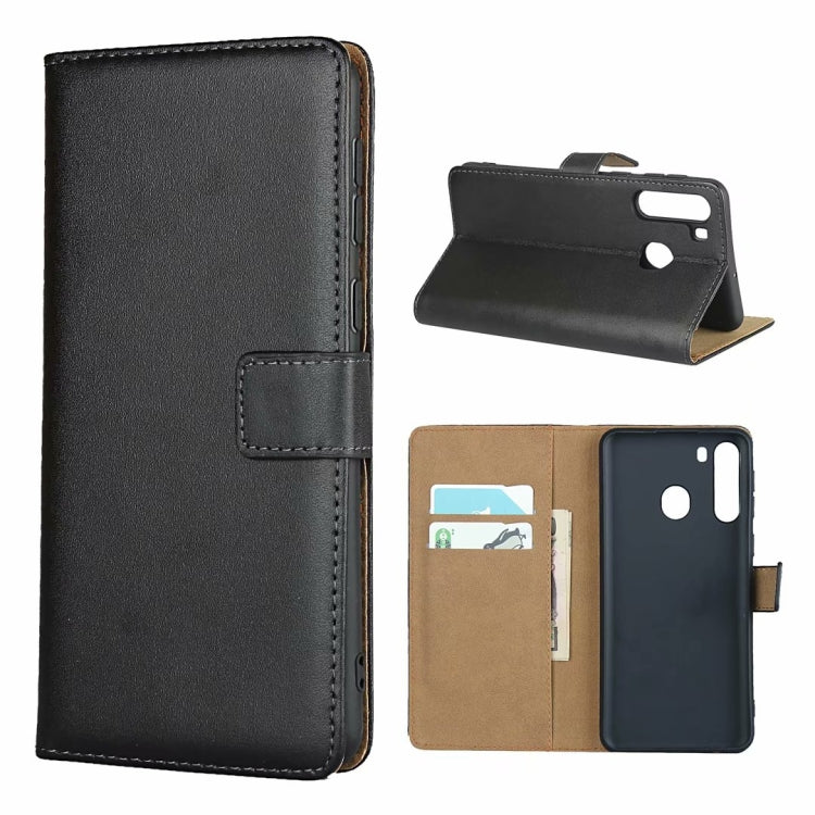 For Galaxy A21 Leather Horizontal Flip Holster With Magnetic Clasp and Bracket and Card Slot and Wallet(Black)