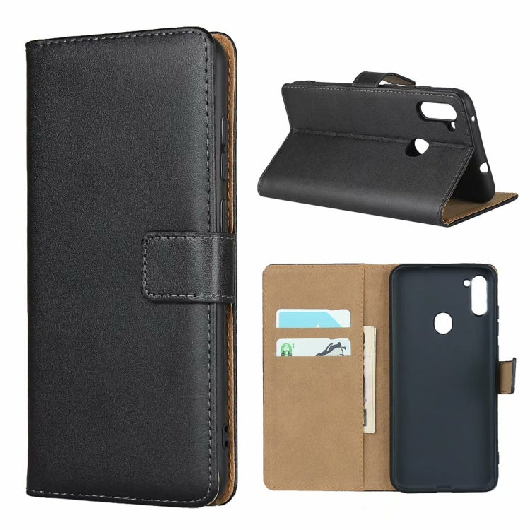 For Galaxy A11 Leather Horizontal Flip Holster With Magnetic Clasp and Bracket and Card Slot and Wallet(Black)