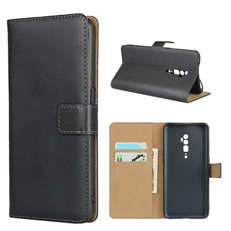 For Oppo Reno 10x zoom Leather Horizontal Flip Holster With Magnetic Clasp and Bracket and Card Slot and Wallet(Black)