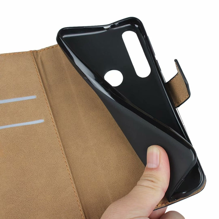 For Moto G8 Play Leather Horizontal Flip Holster with Magnetic Clasp Bracket & Card Slot & Wallet(Black)