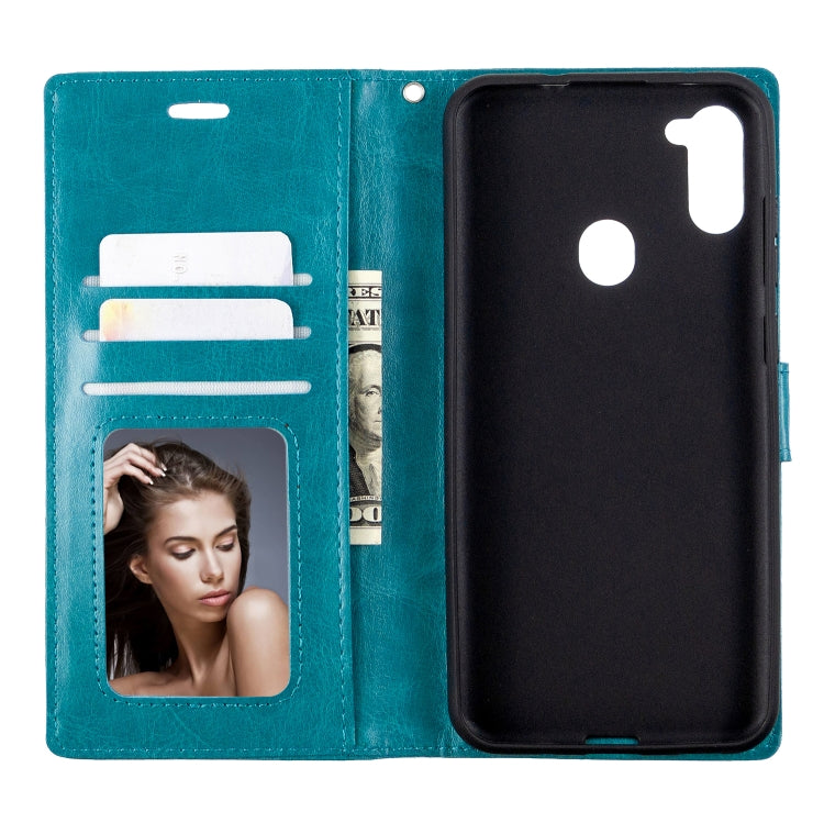 For Galaxy A11 Crazy Horse Texture Horizontal Flip Leather Case with Holder & Card Slots & Wallet & Photo Frame