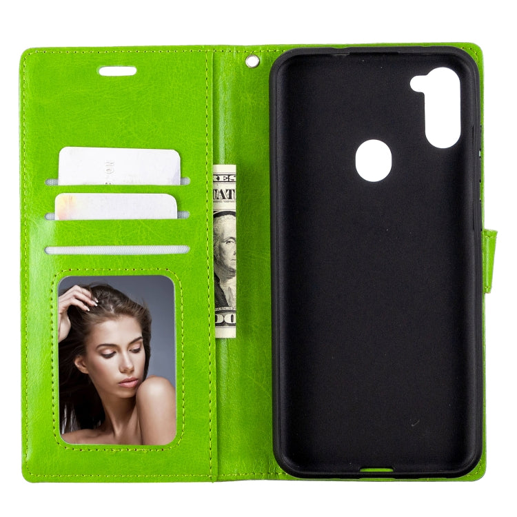 For Galaxy A11 Crazy Horse Texture Horizontal Flip Leather Case with Holder & Card Slots & Wallet & Photo Frame