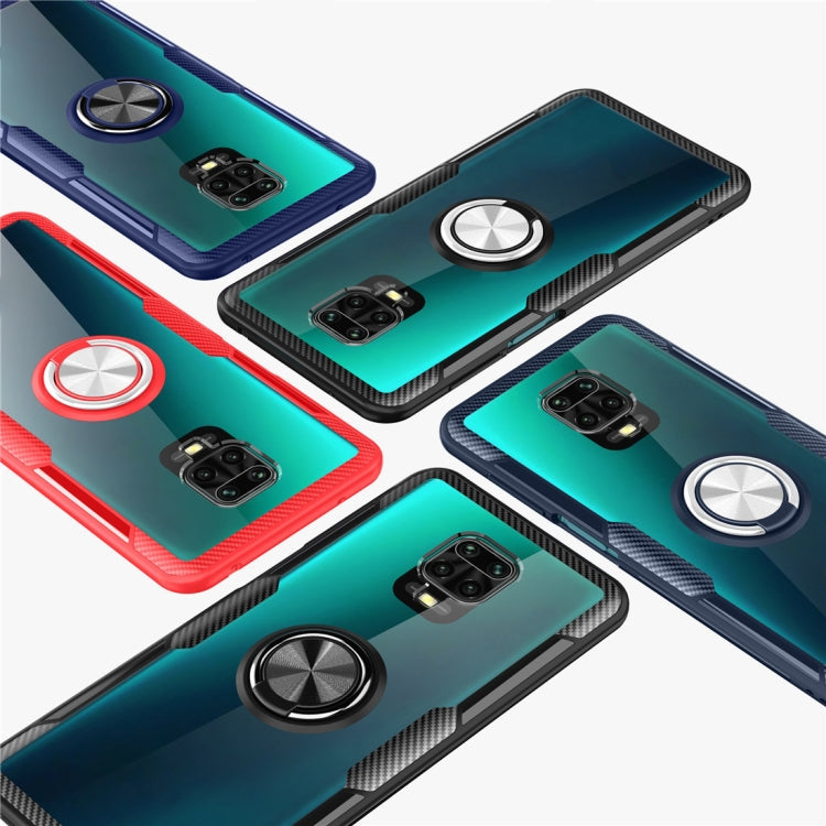 For Xiaomi Redmi Note 9 Pro Max Shockproof Transparent TPU + Acrylic Protective Case with Ring Holder