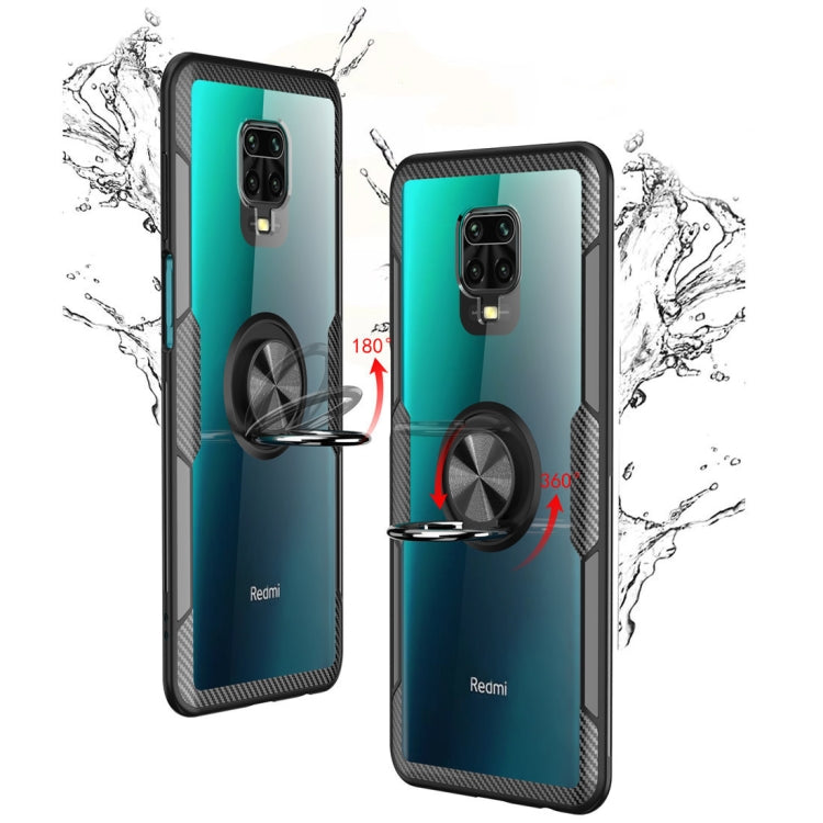 For Xiaomi Redmi Note 9 Pro Max Shockproof Transparent TPU + Acrylic Protective Case with Ring Holder