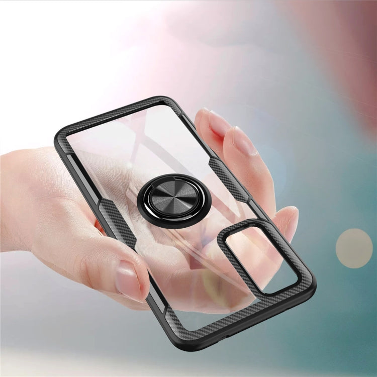 For Huawei Honor 30 Shockproof Transparent TPU + Acrylic Protective Case with Ring Holder
