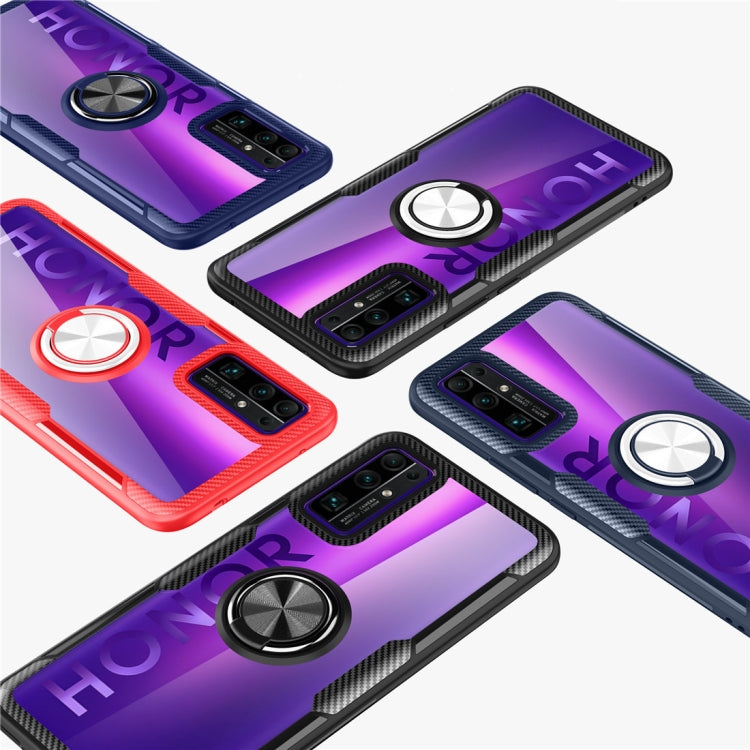 For Huawei Honor 30 Shockproof Transparent TPU + Acrylic Protective Case with Ring Holder