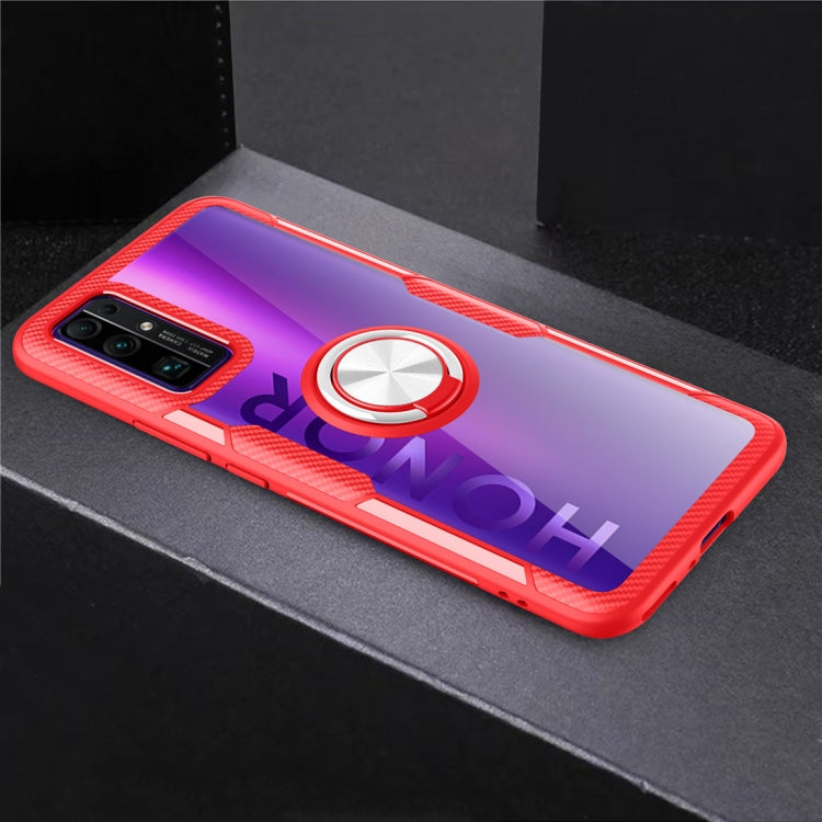 For Huawei Honor 30 Shockproof Transparent TPU + Acrylic Protective Case with Ring Holder