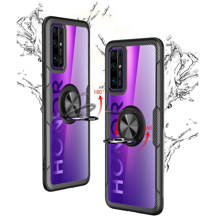 For Huawei Honor 30 Shockproof Transparent TPU + Acrylic Protective Case with Ring Holder