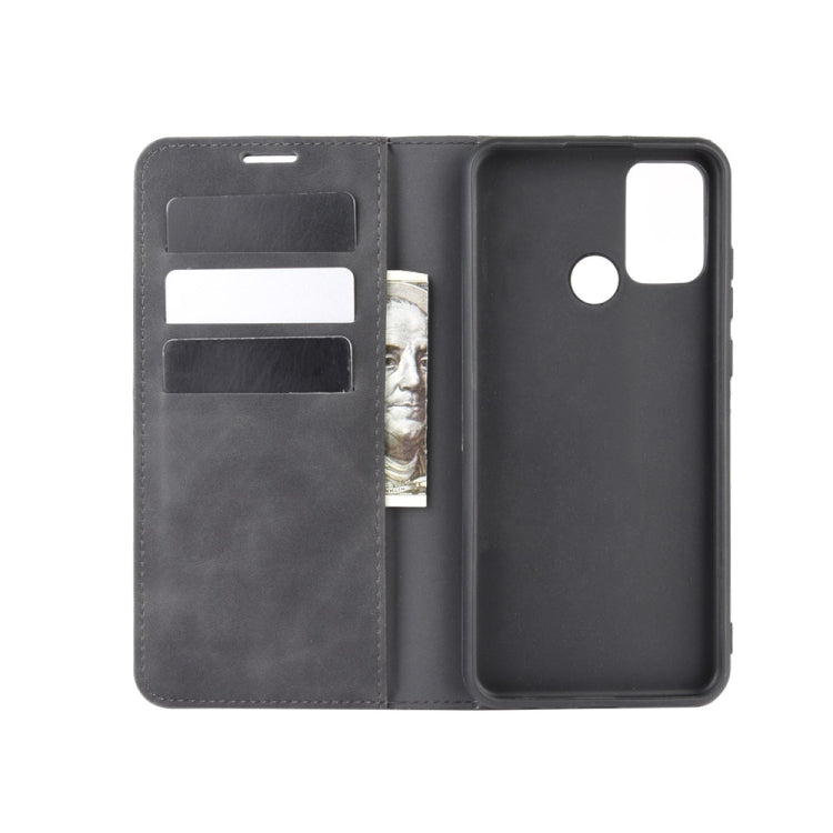 For Huawei Honor Play 9A Retro-skin Business Magnetic Suction Leather Case with Holder & Card Slots & Wallet
