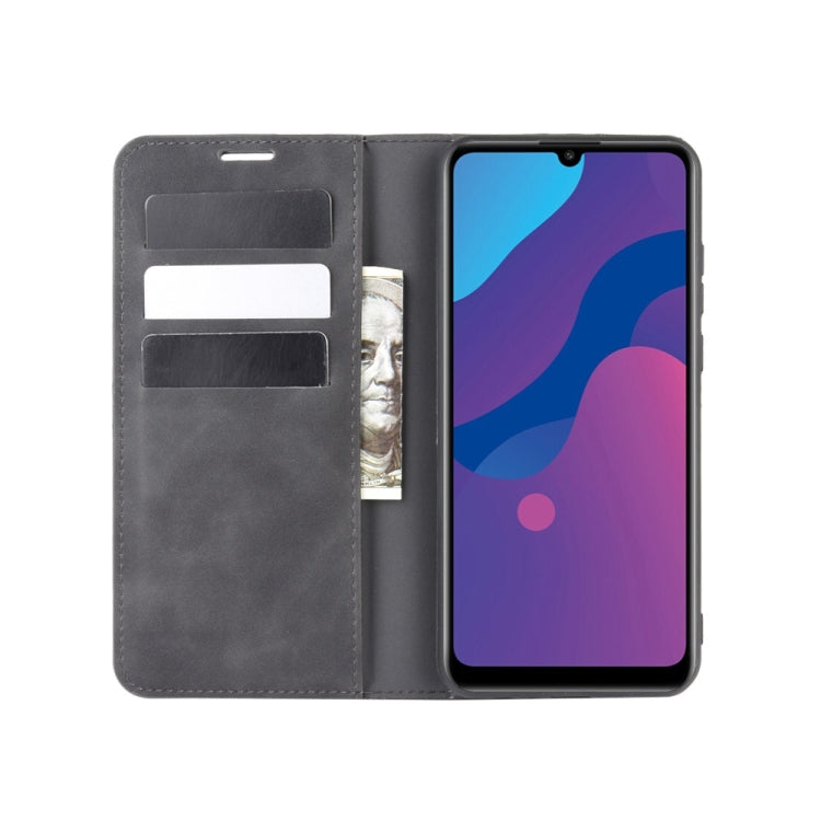 For Huawei Honor Play 9A Retro-skin Business Magnetic Suction Leather Case with Holder & Card Slots & Wallet