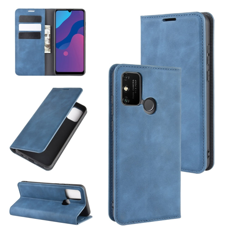 For Huawei Honor Play 9A Retro-skin Business Magnetic Suction Leather Case with Holder & Card Slots & Wallet