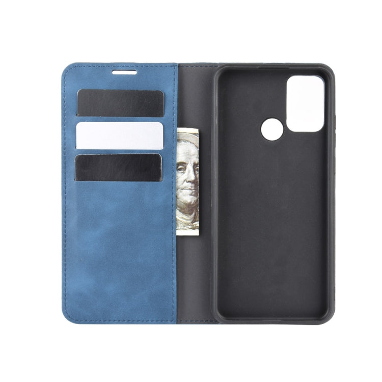 For Huawei Honor Play 9A Retro-skin Business Magnetic Suction Leather Case with Holder & Card Slots & Wallet