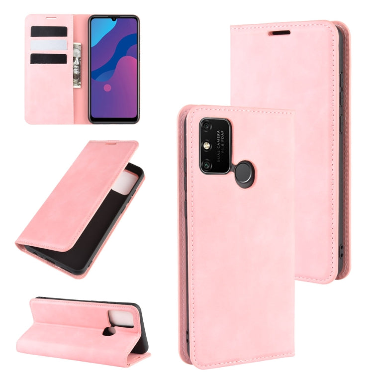 For Huawei Honor Play 9A Retro-skin Business Magnetic Suction Leather Case with Holder & Card Slots & Wallet