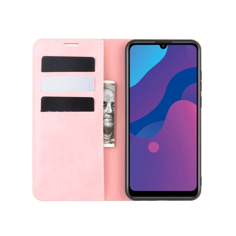 For Huawei Honor Play 9A Retro-skin Business Magnetic Suction Leather Case with Holder & Card Slots & Wallet