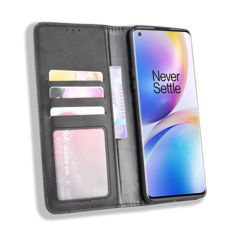 For OnePlus 8 Pro Magnetic Buckle Retro Crazy Horse Texture Horizontal Flip Leather Case with Holder & Card Slots & Photo Frame