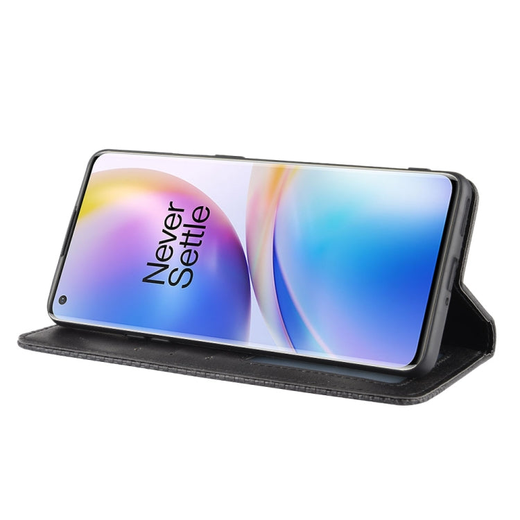 For OnePlus 8 Pro Magnetic Buckle Retro Crazy Horse Texture Horizontal Flip Leather Case with Holder & Card Slots & Photo Frame