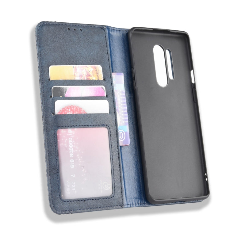For OnePlus 8 Pro Magnetic Buckle Retro Crazy Horse Texture Horizontal Flip Leather Case with Holder & Card Slots & Photo Frame