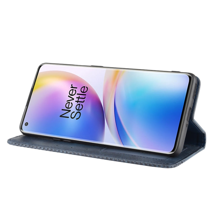 For OnePlus 8 Pro Magnetic Buckle Retro Crazy Horse Texture Horizontal Flip Leather Case with Holder & Card Slots & Photo Frame