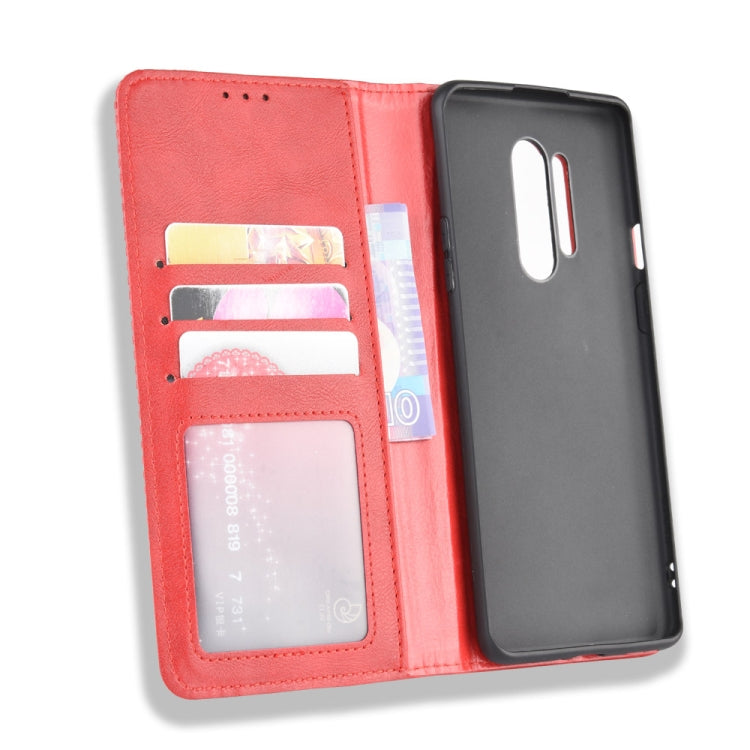 For OnePlus 8 Pro Magnetic Buckle Retro Crazy Horse Texture Horizontal Flip Leather Case with Holder & Card Slots & Photo Frame