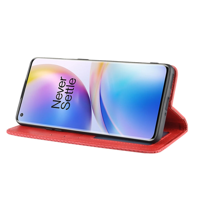 For OnePlus 8 Pro Magnetic Buckle Retro Crazy Horse Texture Horizontal Flip Leather Case with Holder & Card Slots & Photo Frame