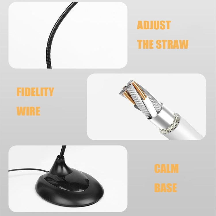 MK200 Flexible Stand Mini Studio Speech Microphone 3.5mm Plug Gooseneck Mic Wired Microphone Voice Chat