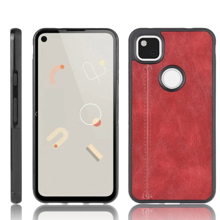 For Google Pixel 4a Shockproof Sewing Cow Pattern Skin PC + PU + TPU Case