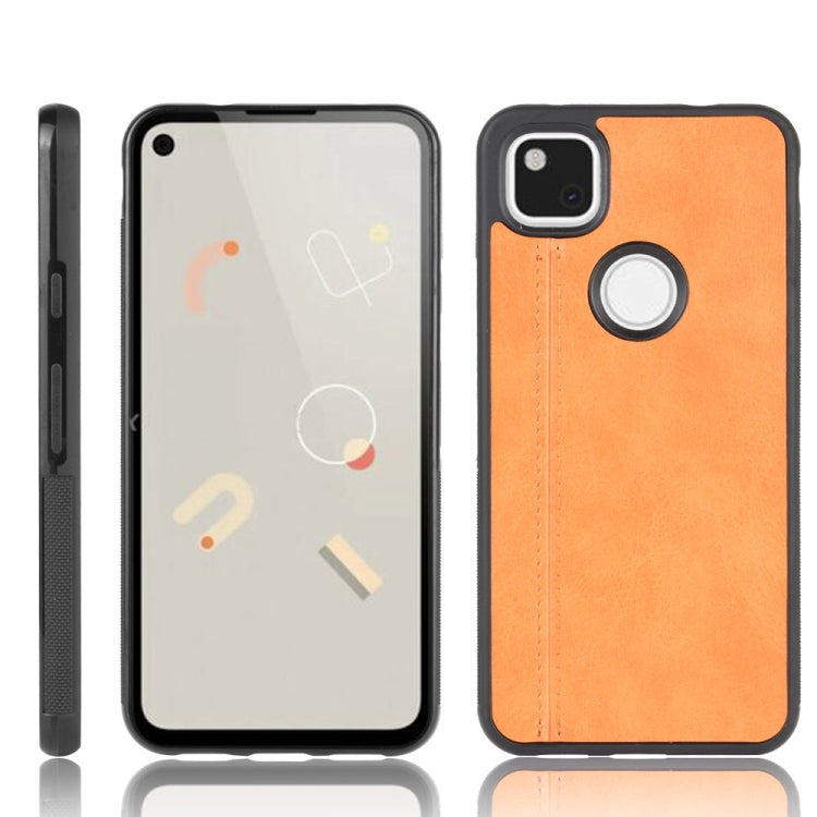 For Google Pixel 4a Shockproof Sewing Cow Pattern Skin PC + PU + TPU Case