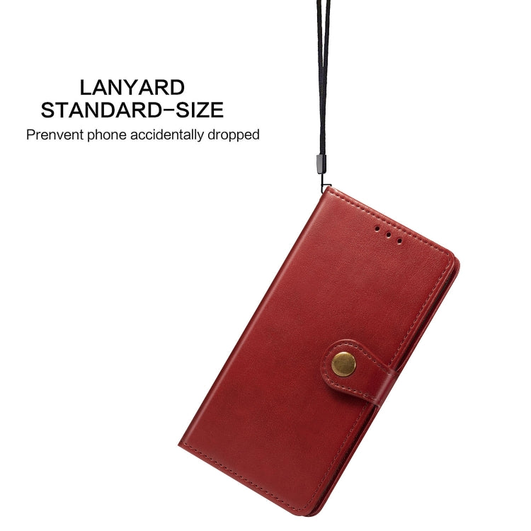 For OPPO Realme C3 Retro Solid Color Leather Buckle Phone Case with Lanyard & Photo Frame & Card Slot & Wallet & Stand Function
