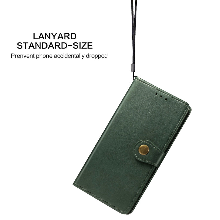 For OPPO Realme C3 Retro Solid Color Leather Buckle Phone Case with Lanyard & Photo Frame & Card Slot & Wallet & Stand Function