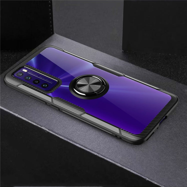 For Huawei Nova 7 Shockproof Transparent TPU + Acrylic Protective Case with Ring Holder
