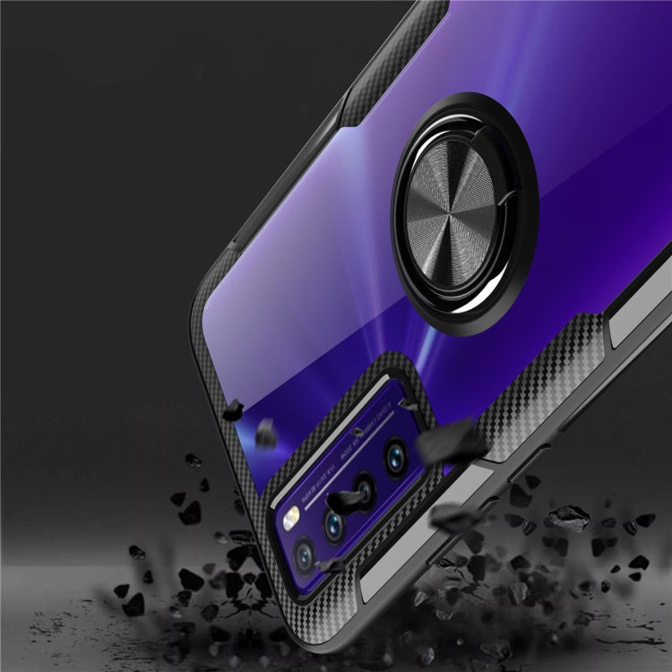 For Huawei Nova 7 Shockproof Transparent TPU + Acrylic Protective Case with Ring Holder