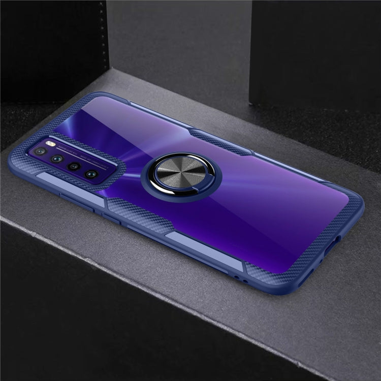 For Huawei Nova 7 Shockproof Transparent TPU + Acrylic Protective Case with Ring Holder