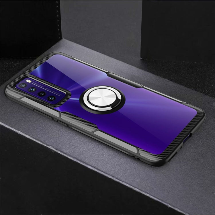 For Huawei Nova 7 Shockproof Transparent TPU + Acrylic Protective Case with Ring Holder