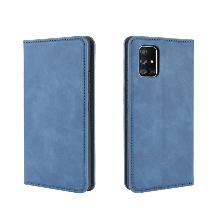 For Galaxy A71 5G Retro-skin Business Magnetic Suction Leather Case with Holder & Card Slots & Wallet