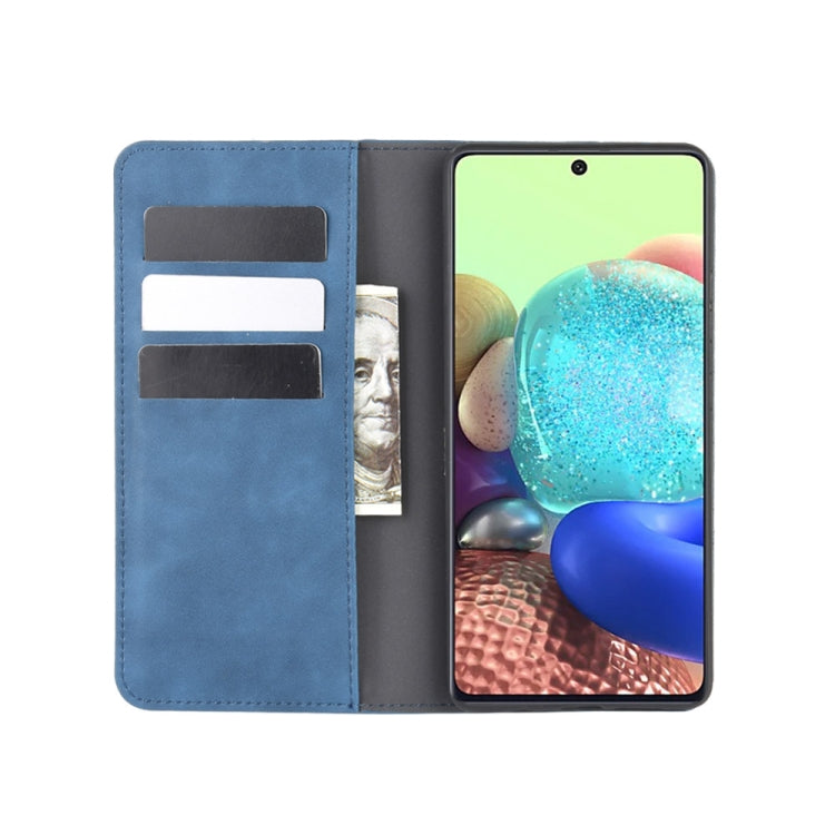 For Galaxy A71 5G Retro-skin Business Magnetic Suction Leather Case with Holder & Card Slots & Wallet