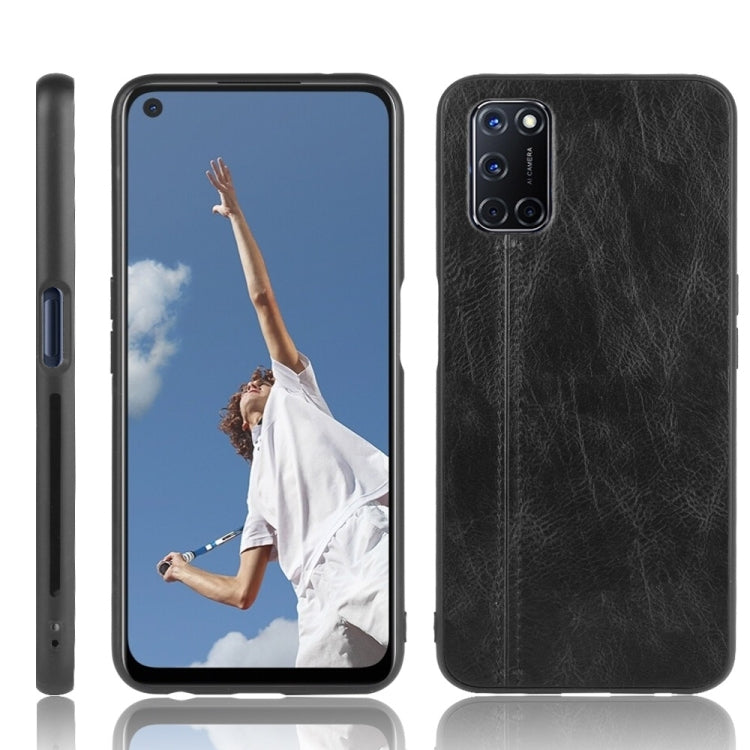 For Oppo A52 Shockproof Sewing Cow Pattern Skin PC + PU + TPU Case