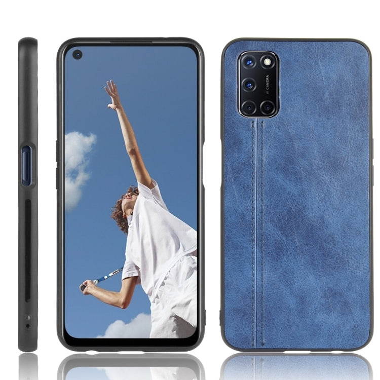 For Oppo A52 Shockproof Sewing Cow Pattern Skin PC + PU + TPU Case
