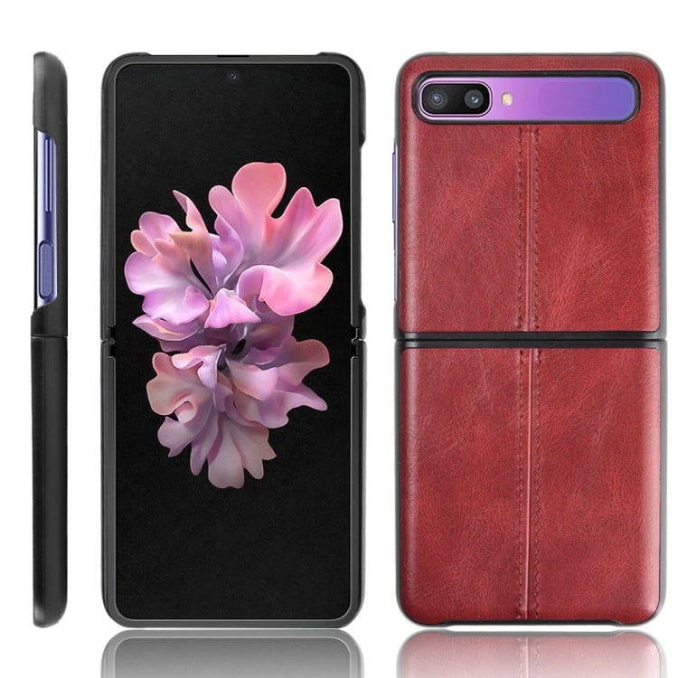 For Galaxy Z Flip Shockproof Sewing Cow Pattern Skin PC + PU + TPU Case