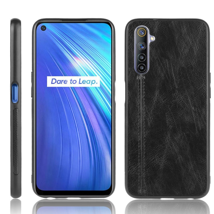 For Oppo Realme 6 Shockproof Sewing Cow Pattern Skin PC + PU + TPU Case