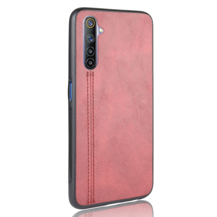 For Oppo Realme 6 Shockproof Sewing Cow Pattern Skin PC + PU + TPU Case